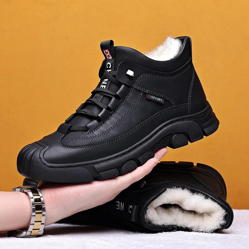 50% de descuento: Calzado de invierno para hombre ❄️ Botas altas cálidas y gruesas de terciopelo y piel auténtica