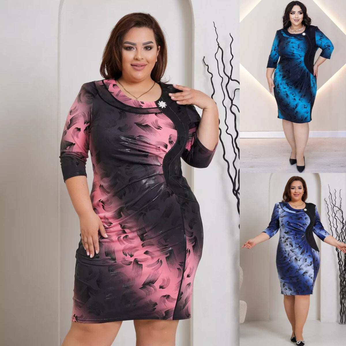👗💥【S-5XL】Nové elegantné gradientné šaty na jeseň a zimu