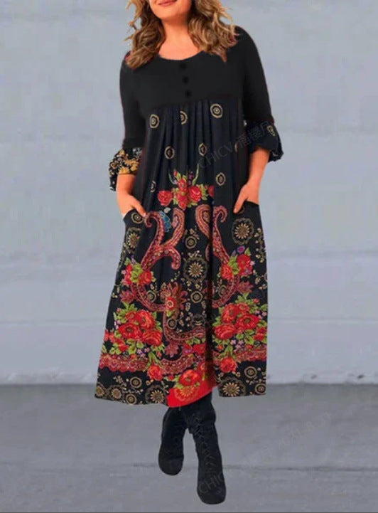 【S-5XL】👗Νέο ρετρό, άνετο φόρεμα με μακριά μανίκια για το φθινόπωρο και τον χειμώνα