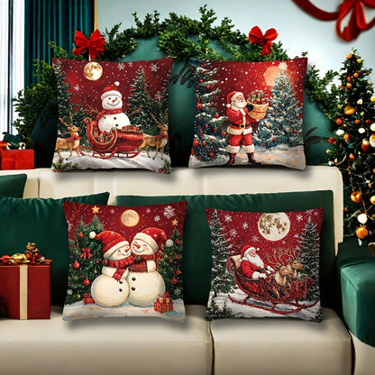 🎄Kúpte 4 a získajte 4 zadarmo, sada obliečok na vankúše s vianočnou tematikou [8-dielna sada]