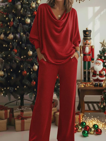 📢📢🎅Dvojdielna súprava pohodlného zamatového trička a nohavíc s gumičkou pri krku