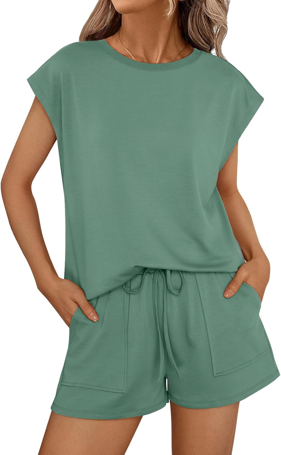[50% de descuento] Nuevo conjunto casual de dos piezas de manga corta y cuello redondo holgado - Alta calidad