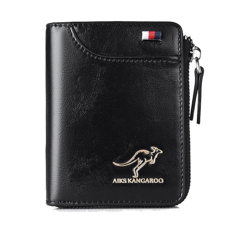 Мъжки антимагнитен портфейл 2025, портфейл от мека кожа с голям капацитет