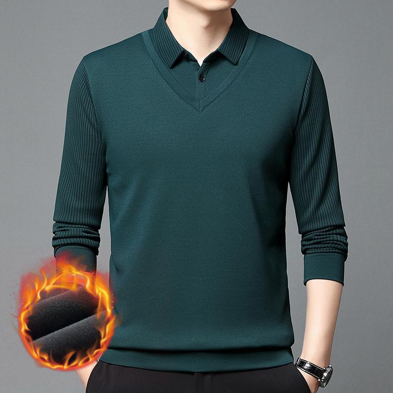 🔥👔Ανδρικό πουλόβερ δύο τεμαχίων Faux Chenille Velvet με ζεστή επένδυση