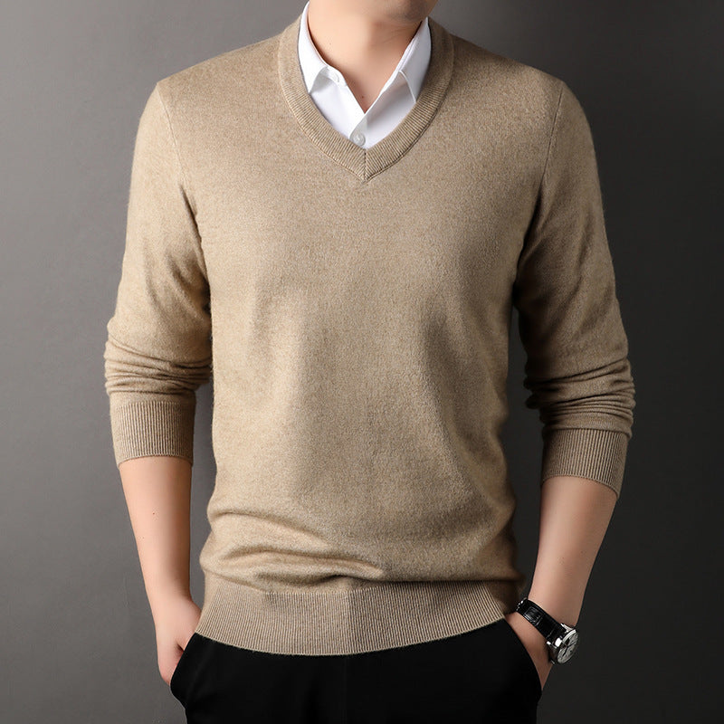 【M-4XL】👔Męski zimowy nowy gruby sweter z dekoltem w serek, warstwa bazowa