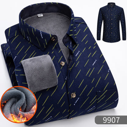 👔【L-5XL】Jesenná a zimná teplá biznis košeľa s dlhým rukávom