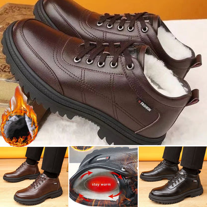 🔥Ograniczona czasowo zniżka 50%🔥【39-44】2025 Nowość Zimowe, ciepłe, męskie skórzane buty z grubą podeszwą