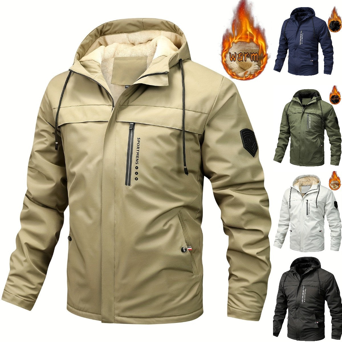 Novo za zimu 2025: Muška vunena jakna s kapuljačom, prikladna za aktivnosti na otvorenom, vodootporna.