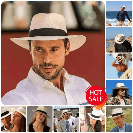 【50% de descuento】Sombrero de palma tejido a mano de Ecuador.