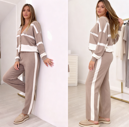 🔥🍂Ново есенно-зимно сезон, висококачествен и модерен плетен пуловер комплект, удобен и универсален за всеки ден.