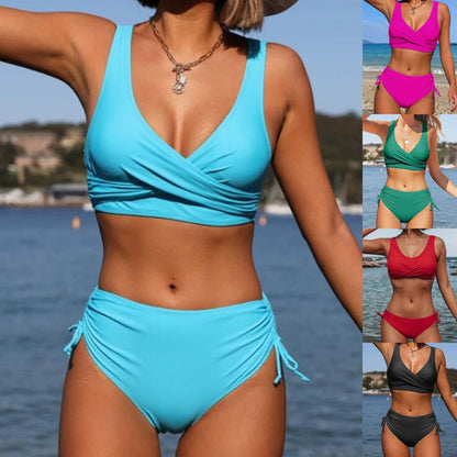 🏖️👙【Popust na nove izdelke】🌴【S-3XL】Nove ženske preproste enobarvne, hitro sušeče, udobne in zračne bikini kopalke za poletje 2026