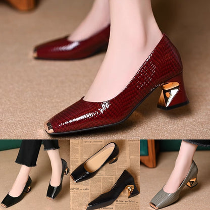 【35-42】Nové francúzske topánky s hrubými podpätkami a textúrou, plytký otvor