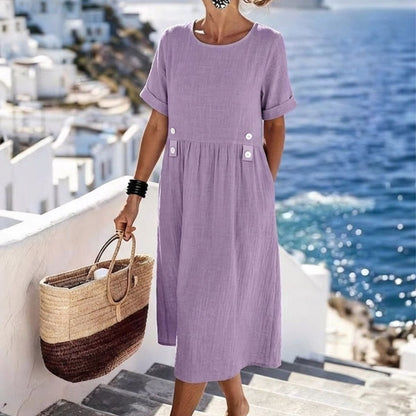 🏆【40-90 kg】👗Nowa prosta i elegancka sukienka damska w jednolitym kolorze