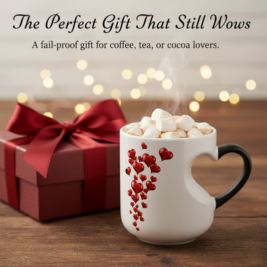 📢【Compre 1 y obtenga 1 gratis】⏰ Taza de cerámica para San Valentín con asa en forma de corazón que cambia de color💝✨