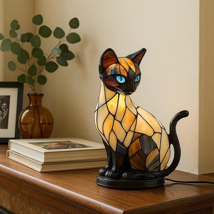 🐱Lámpara de mesa de gato y perro, luz de noche retro, fabricada en resina coloreada, lindo diseño de mascota.