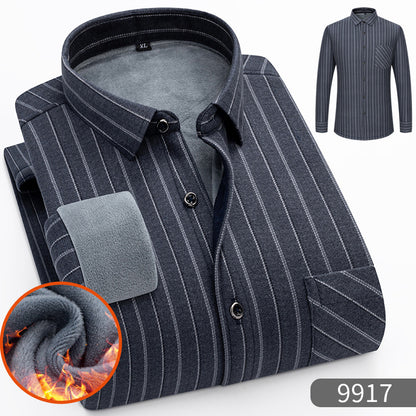 👔【L-5XL】Jesenná a zimná teplá biznis košeľa s dlhým rukávom