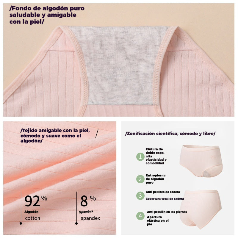 💓(7/14 piezas) Último día con 50% de descuento - Ropa interior femenina antibacteriana sencilla y avanzada con cintura alta, para mujeres de 70 a 180 kg