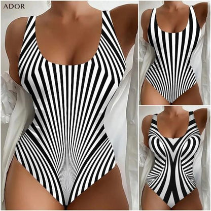 【😍S~6XL】2025 Sexy pruhované jednodielne plavky