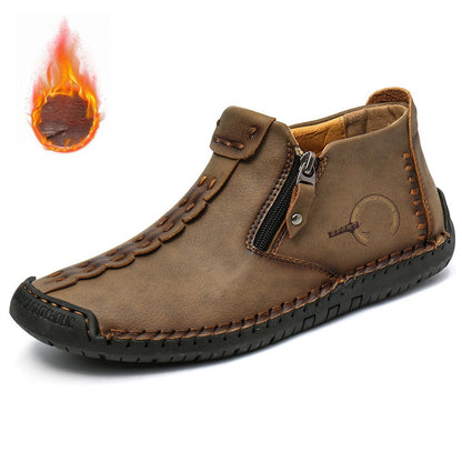 🥾 Botas de hombre, piel auténtica elaboradas a mano (tallas 38-48), con forro de ante y cremallera: cálidas, cómodas y con estilo.
