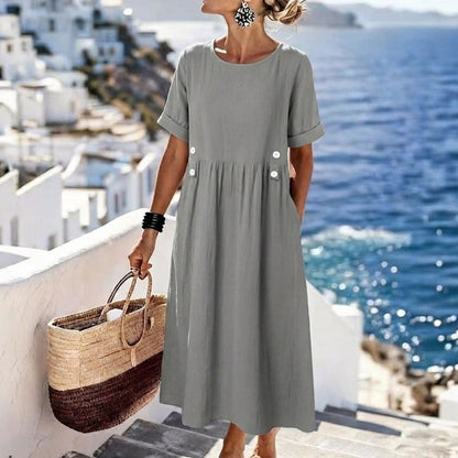 🏆【40-90 kg】👗Nowa prosta i elegancka sukienka damska w jednolitym kolorze