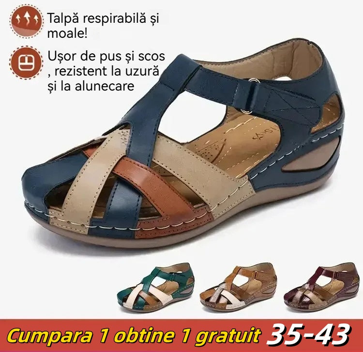 💥Ljetna posebna ponuda [35-43] Ženske ljetne sandale, izrađene od mekane kože, s debelim potplatom i ažurnim zatvaranjem na čičak.