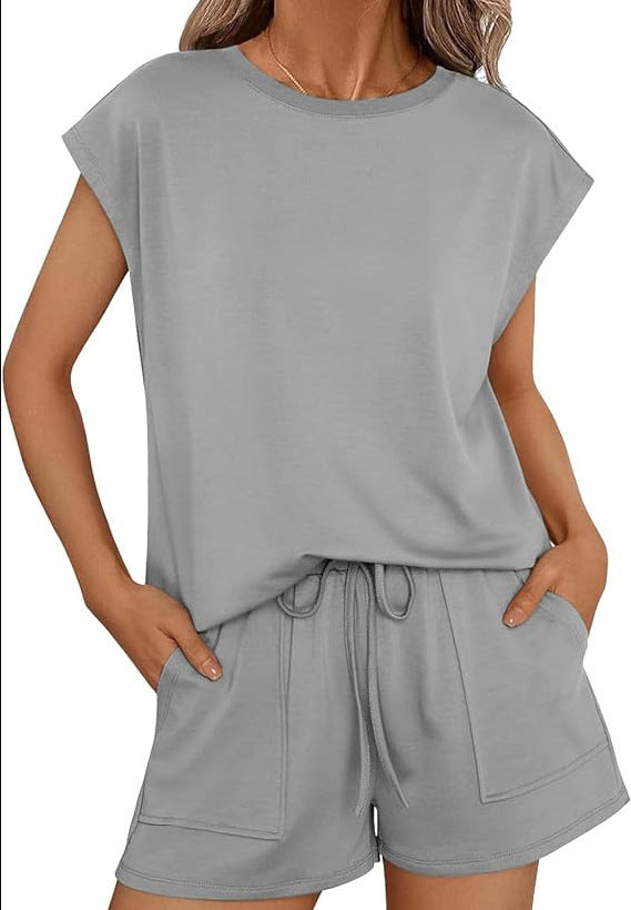 [50% de descuento] Nuevo conjunto casual de dos piezas de manga corta y cuello redondo holgado - Alta calidad