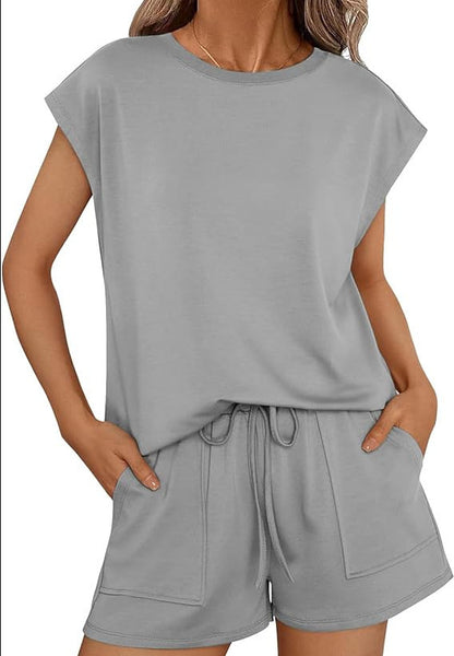 [50% de descuento] Nuevo conjunto casual de dos piezas de manga corta y cuello redondo holgado - Alta calidad