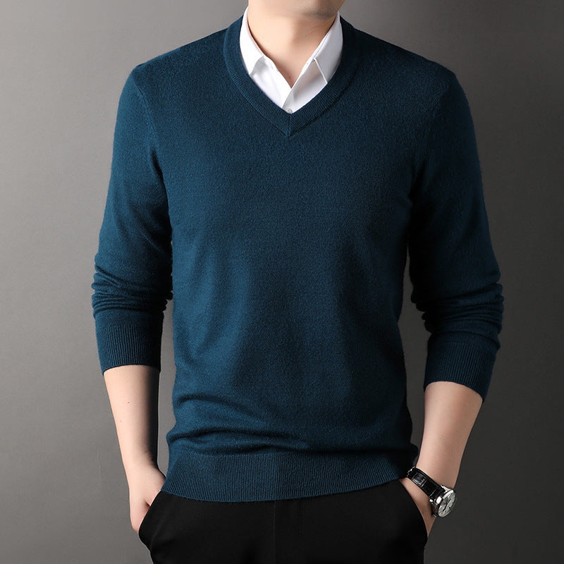 【M-4XL】👔Męski zimowy nowy gruby sweter z dekoltem w serek, warstwa bazowa