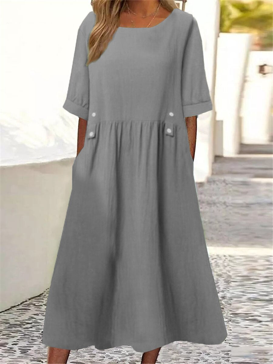 🏆【40-90 kg】👗Nowa prosta i elegancka sukienka damska w jednolitym kolorze