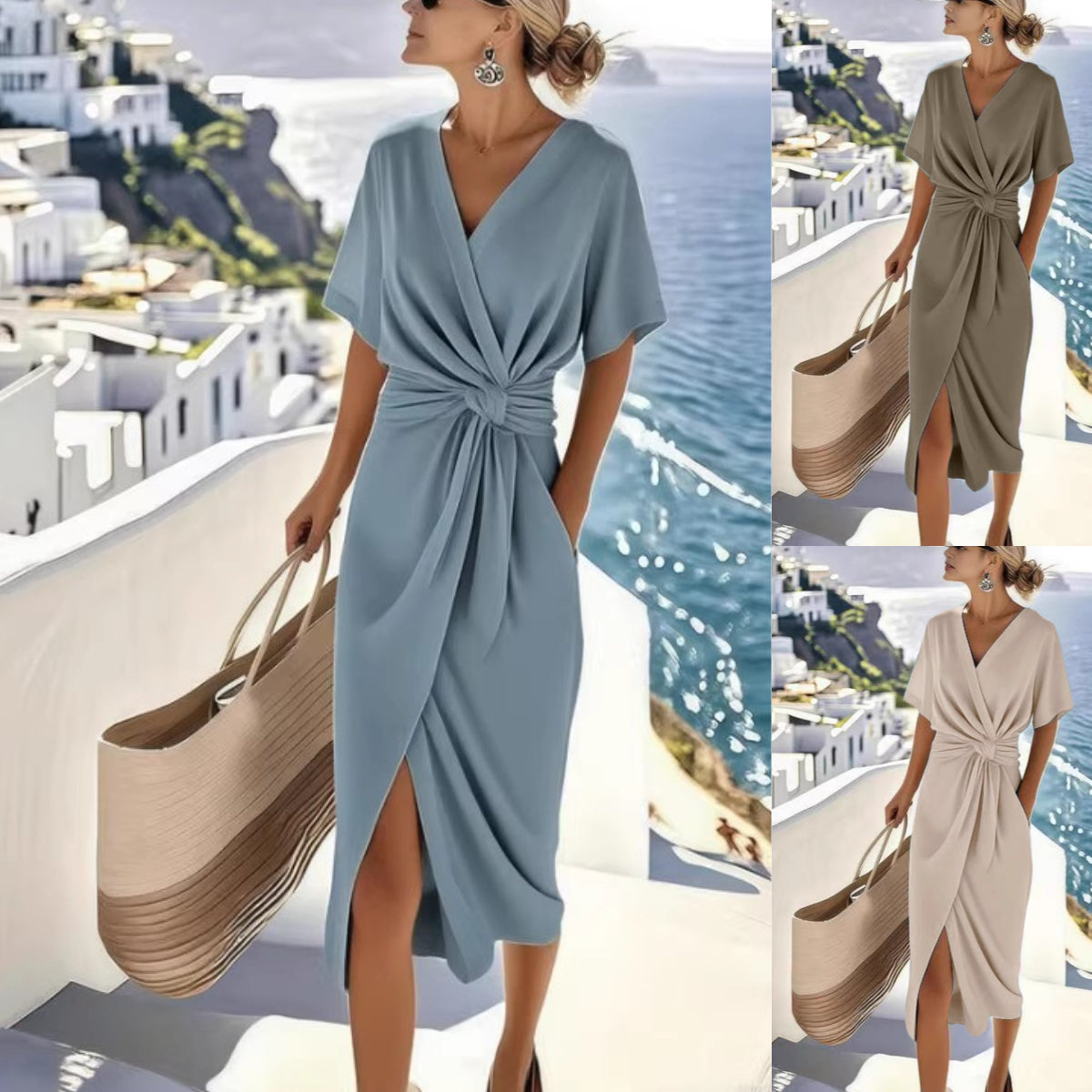 【S-3XL】Vestido elegante de verano 2026 con corte irregular y elegante, de satén.