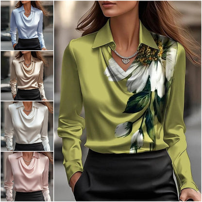 🔥【Нова колекция】【S-3XL】🌷Дамска блуза с елегантен дизайн и драпирана яка