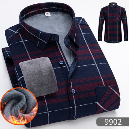 👔【L-5XL】Jesenná a zimná teplá biznis košeľa s dlhým rukávom