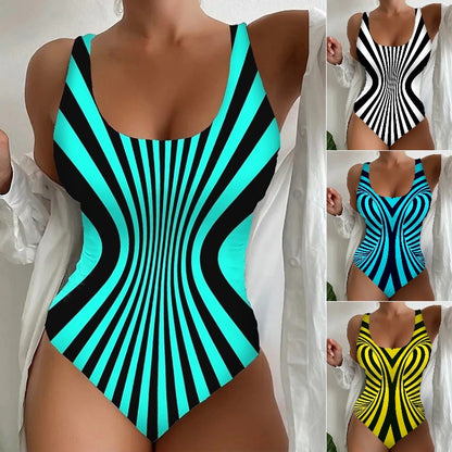 【😍S~6XL】2025 Sexy pruhované jednodielne plavky