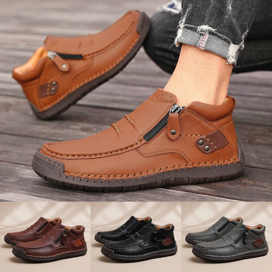 👞【38-48】Muške ručno rađene kožne nazubljene vozačke cipele - široki prsti, potpora za svod stopala