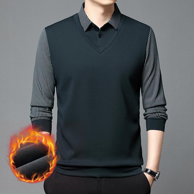 🔥👔Ανδρικό πουλόβερ δύο τεμαχίων Faux Chenille Velvet με ζεστή επένδυση
