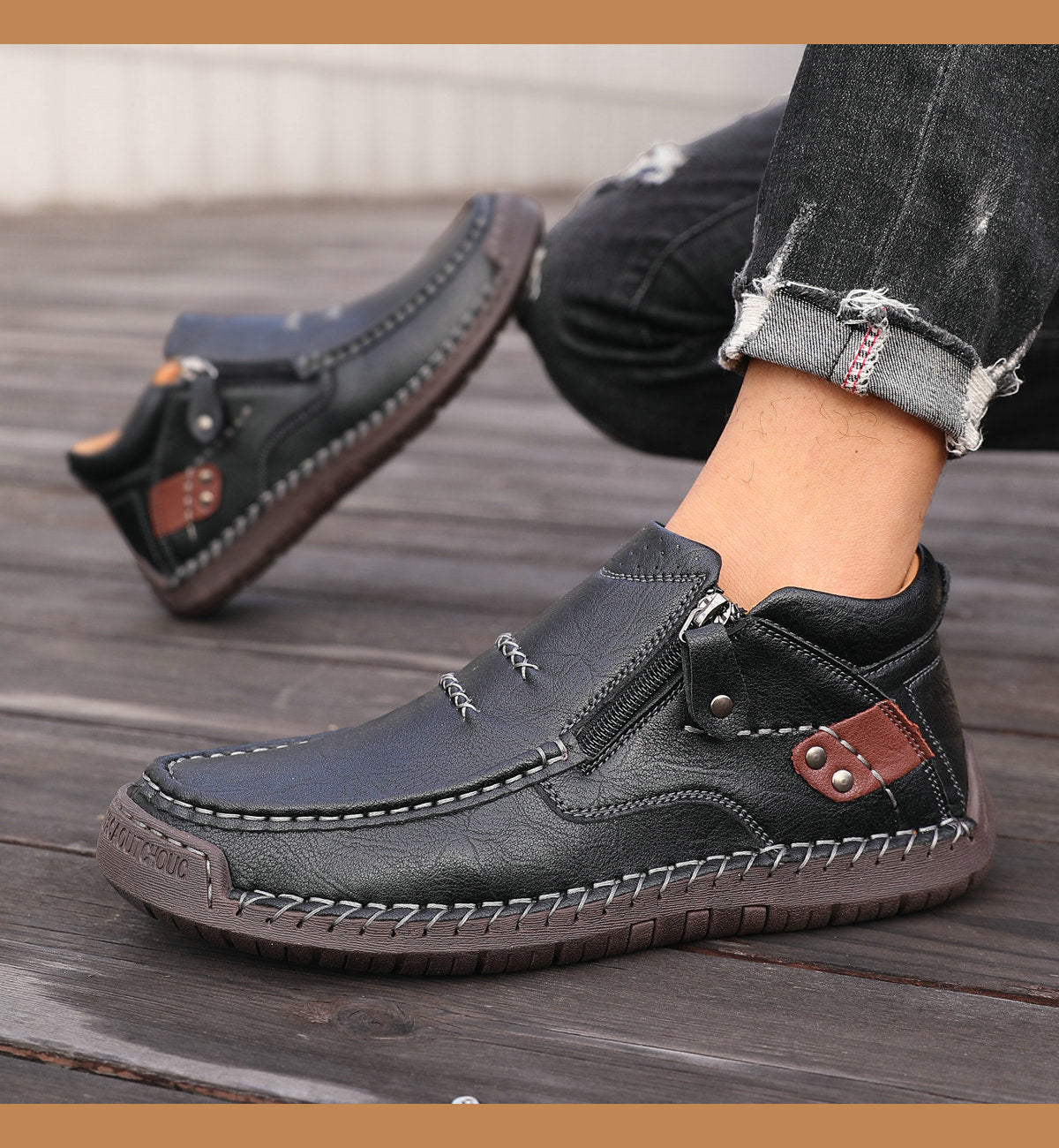 👞【38-48】Muške ručno rađene kožne nazubljene vozačke cipele - široki prsti, potpora za svod stopala