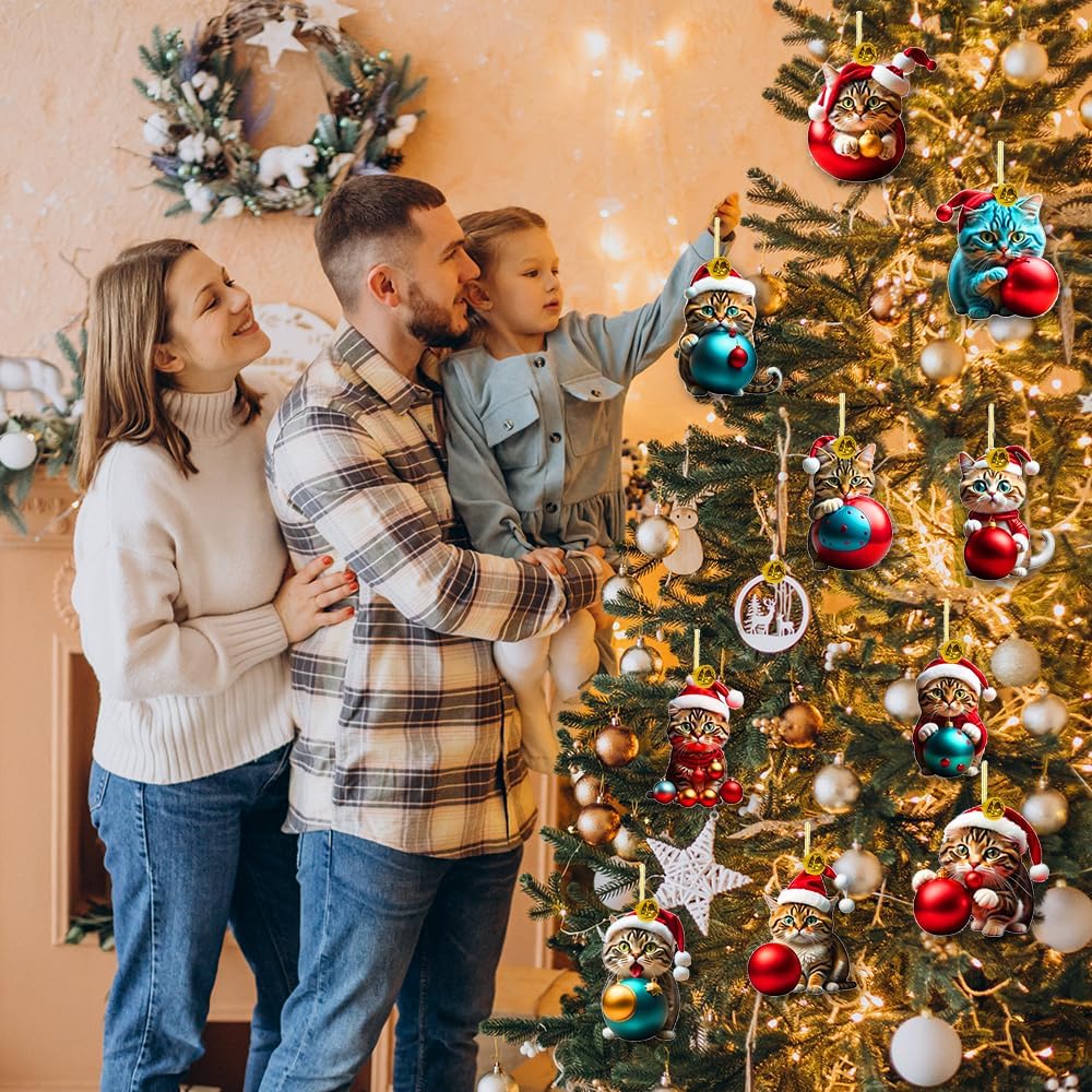 🎄😺【10 kusov】🎁🎅 Vianočné ozdoby na stromček pre mačiatka. Závesné mačacie ozdoby