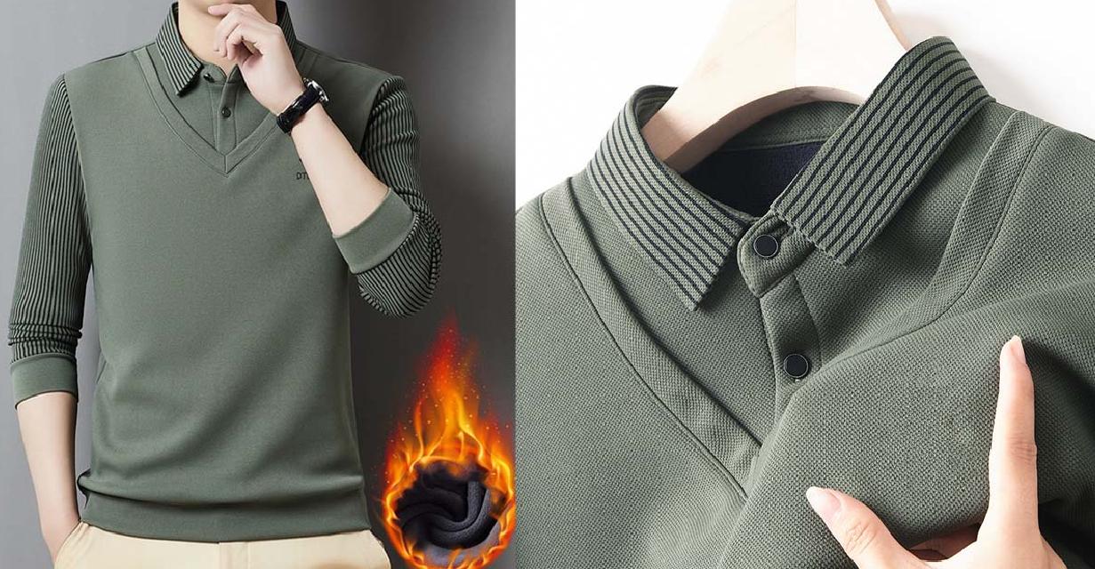 🔥 Εποχιακή προσφορά -50% 【M-4XL】👔 Ανδρικό premium κασμιρένιο ζεστό σετ μπλούζας με μακριά μανίκια