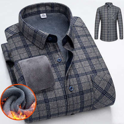 👔【L-5XL】Jesenná a zimná teplá biznis košeľa s dlhým rukávom