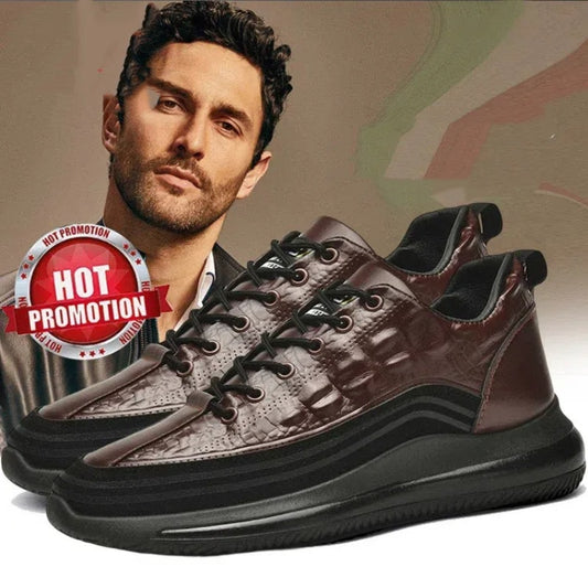 👟【38-48】 Lehké luxusní pánské boty na platformě s krokodýlím vzorem