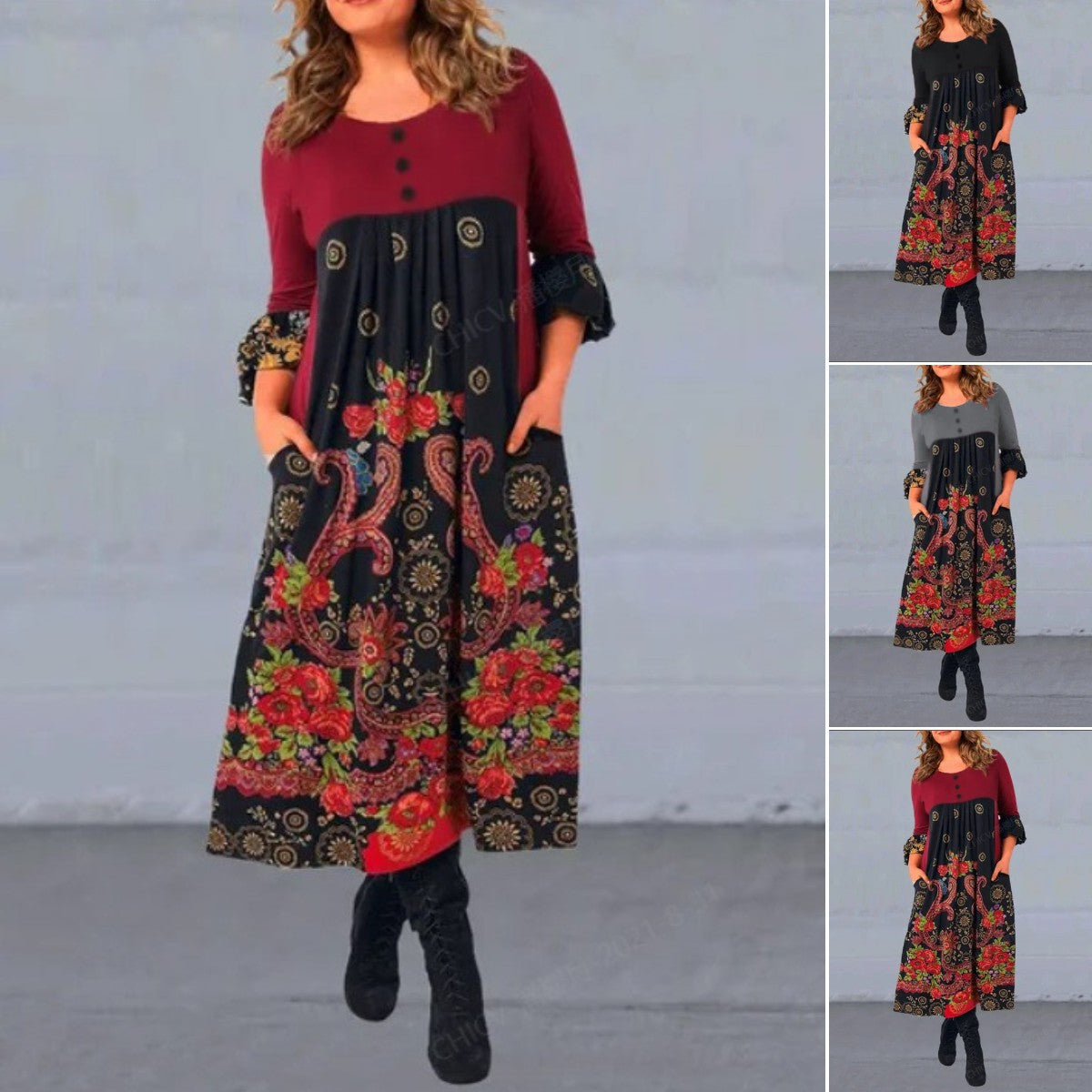 【S-5XL】👗Νέο ρετρό, άνετο φόρεμα με μακριά μανίκια για το φθινόπωρο και τον χειμώνα