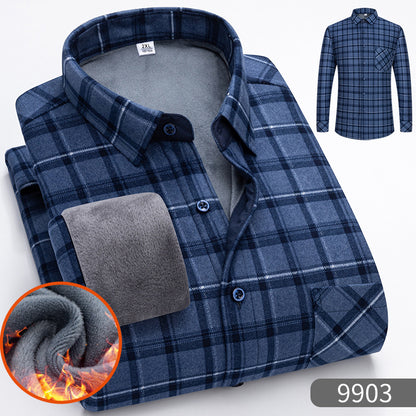 👔【L-5XL】Jesenná a zimná teplá biznis košeľa s dlhým rukávom