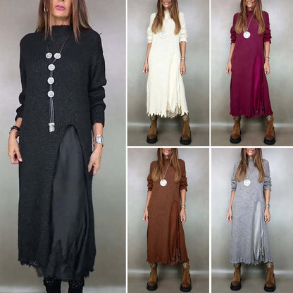 👗【XS–3XL】Nový dvojdielny čipkovaný komplet s rozparkom a pleteným pulóvrom – elegantný jesenný a zimný outfit