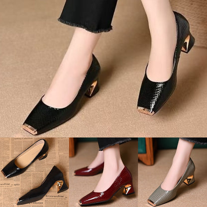 【35-42】Nové francúzske topánky s hrubými podpätkami a textúrou, plytký otvor