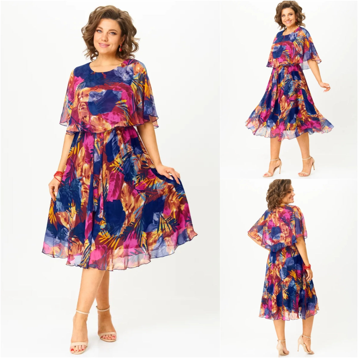 😎💃Nové letné produkty💥【S-5XL】Voľné šifónové šaty pre väčšie veľkosti