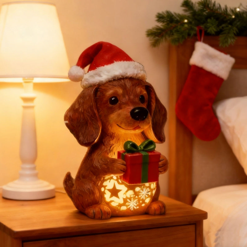 🎄🐶Διακοσμητικό νυχτερινό φως για κουτάβι, χαριτωμένο στολίδι επιτραπέζιου σπιτιού με άγαλμα ζώων από κινούμενα σχέδια