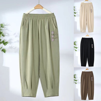 【M-4XL】 Nowe letnie cienkie bawełniane spodnie lniane z dziewięcioma punktami