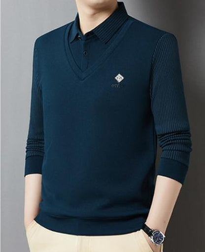 🔥 Εποχιακή προσφορά -50% 【M-4XL】👔 Ανδρικό premium κασμιρένιο ζεστό σετ μπλούζας με μακριά μανίκια