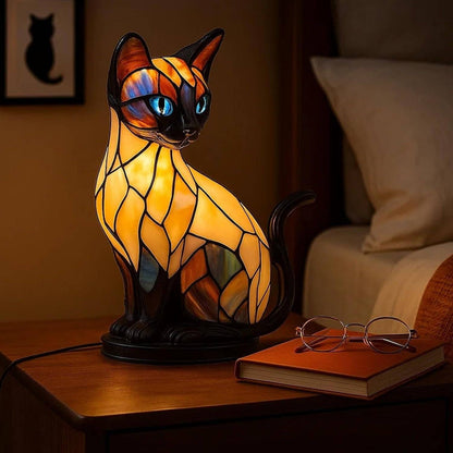 🐱Stolová lampa v tvare mačky, retro nočné svietidlo z farbenej živice s mačacou tematikou