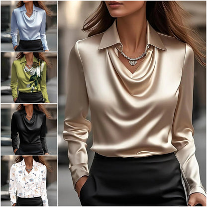 🔥【Нова колекция】【S-3XL】🌷Дамска блуза с елегантен дизайн и драпирана яка